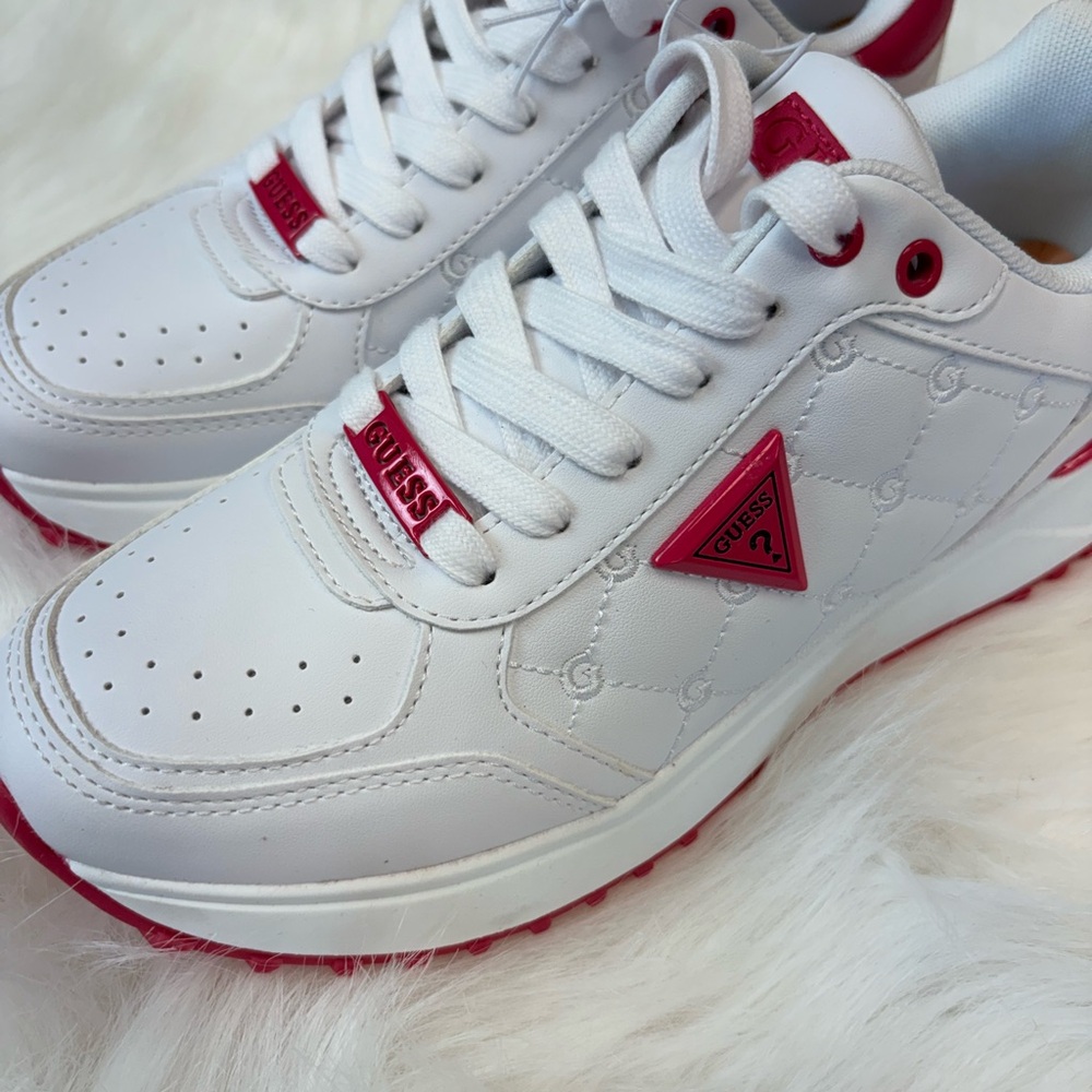 Guess White and Red Casual Sneakers